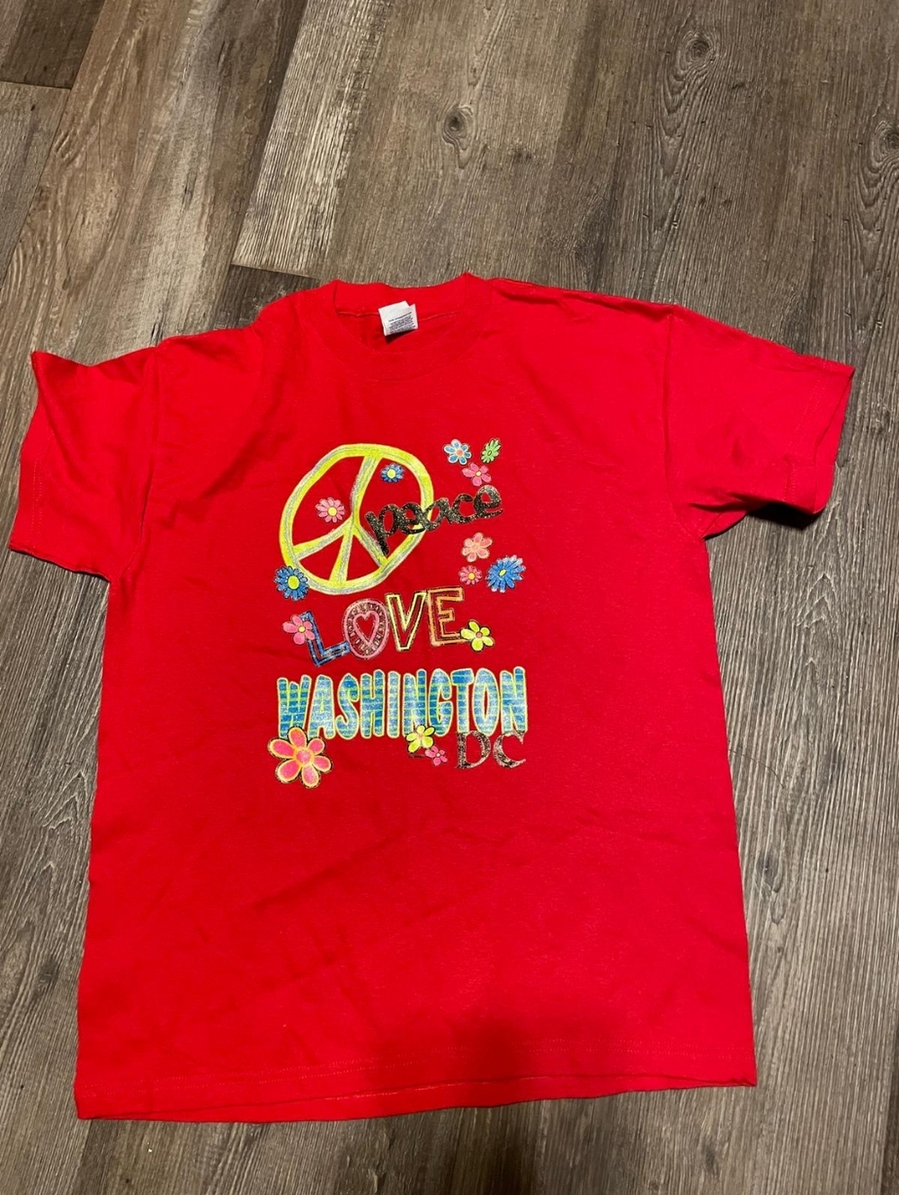 Red "Peace Love Washington DC" Kids Graphic Tee